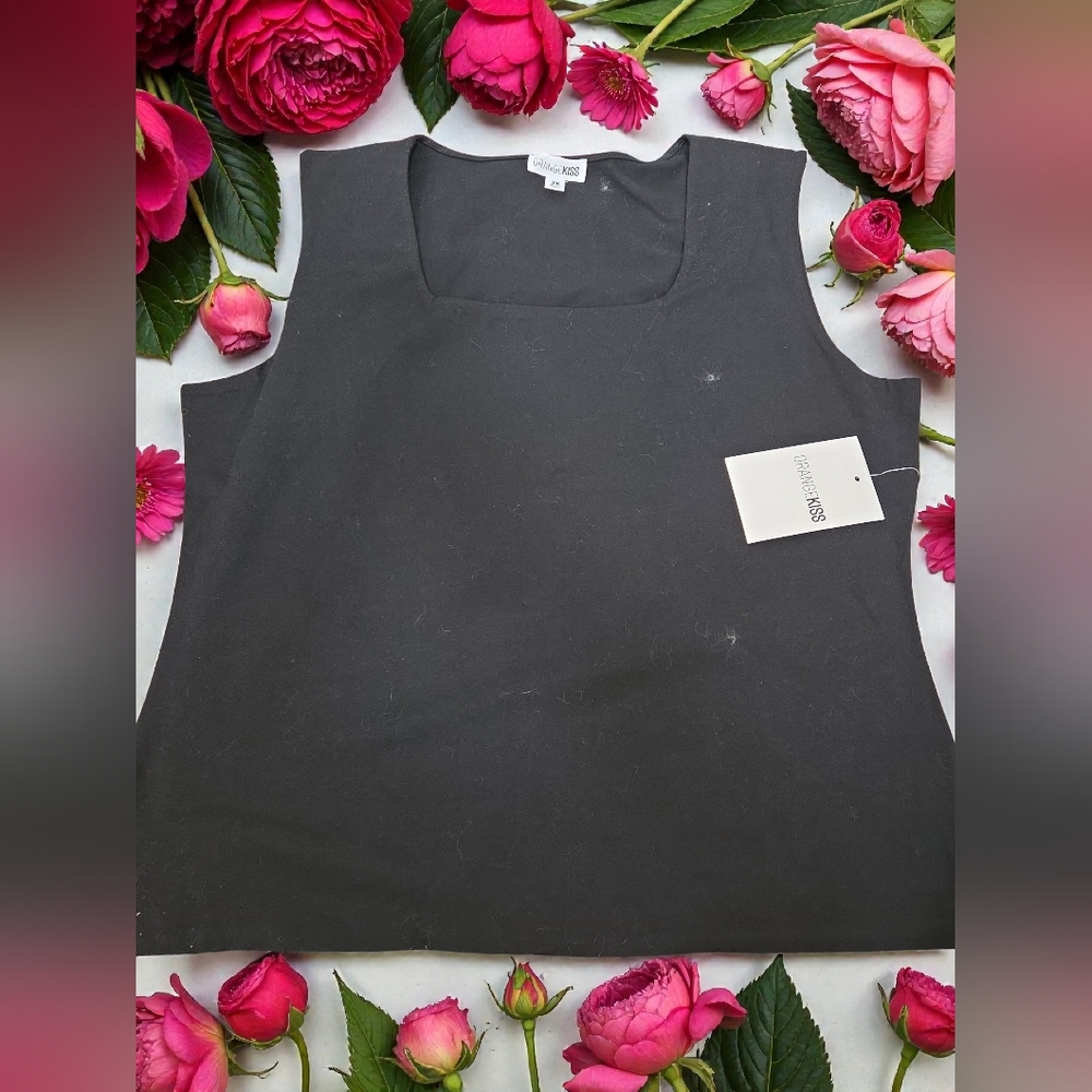 New orange kiss black stylish tank top shirt women 3X